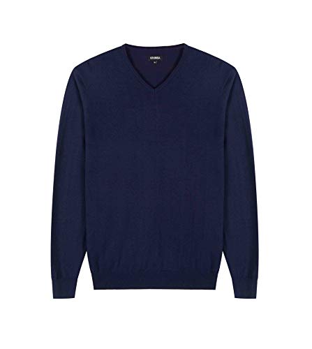 Krumba Herren-Pullover in Übergröße: Baumwolle, V-Ausschnitt, groß, Oversize, langärmelig, Marineblau, 3XL von Krumba
