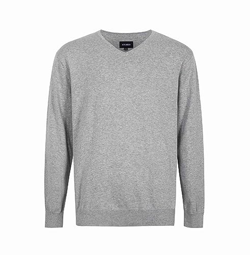 Krumba Herren Baumwolle Übergroß V-Ausschnitt Klassik Pullover 4XL Grau von Krumba