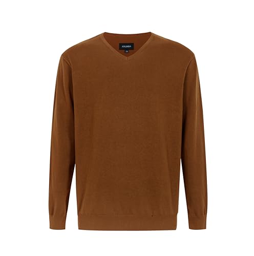 Krumba Herren Baumwolle Übergroß V-Ausschnitt Klassik Pullover Camel 7XL von Krumba