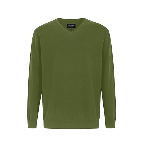 Krumba Herren Baumwolle Übergroß V-Ausschnitt Klassik Pullover Olive 7XL von Krumba
