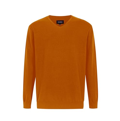 Krumba Herren Baumwolle Übergroß V-Ausschnitt Klassik Pullover Orange 4XL von Krumba