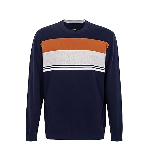 Krumba Herren Baumwolle Übergroßer Pullover,Navy Mixed Stripes - Plus Size 2XL von Krumba