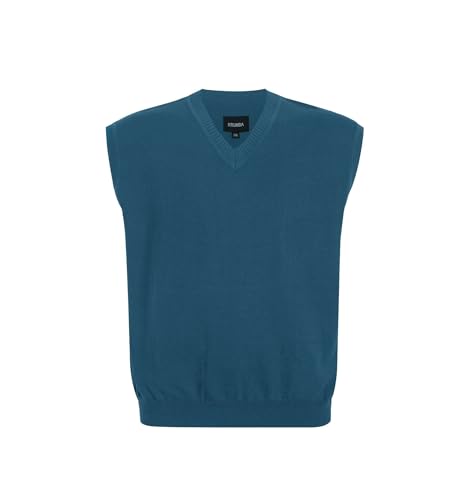 Krumba Herren Pullover Weste für ÜberGröße: Hoch Groß V Ausschnitt StRücken Ärmellos Baumwolle Pullunder Denim Blau 4XL von Krumba