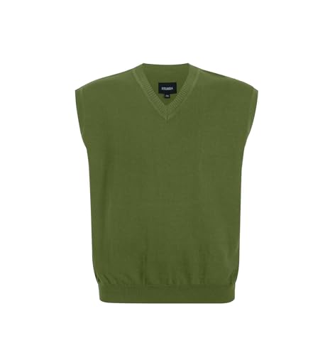 Krumba Herren Pullover Weste für ÜberGröße: Hoch Groß V Ausschnitt StRücken Ärmellos Baumwolle Pullunder Olive 3XL von Krumba