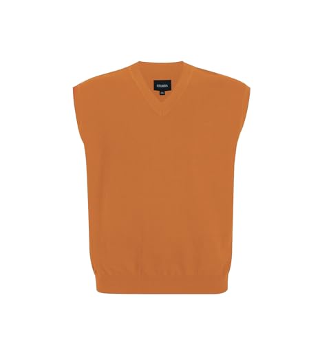 Krumba Herren Pullover Weste für ÜberGröße: Hoch Groß V Ausschnitt StRücken Ärmellos Baumwolle Pullunder Orange 5XL von Krumba