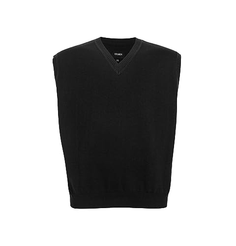 Krumba Herren Pullover Weste für ÜberGröße: Hoch Groß V Ausschnitt StRücken Ärmellos Baumwolle Pullunder Schwarz 6XL von Krumba