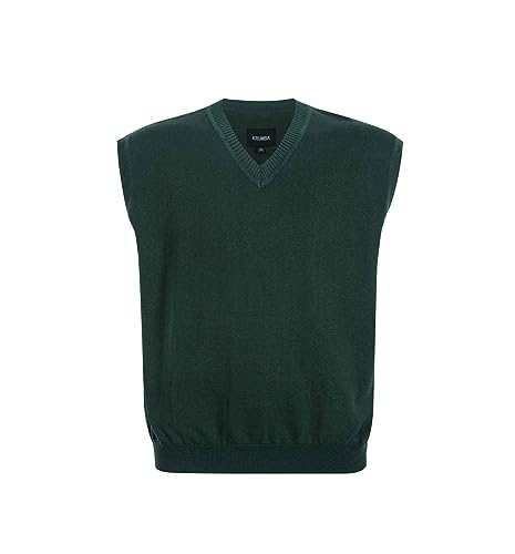 Krumba Herren Pullover Weste für ÜberGröße: Hoch Groß V Ausschnitt StRücken Ärmellos Baumwolle Pullunder Grün 7XL von Krumba