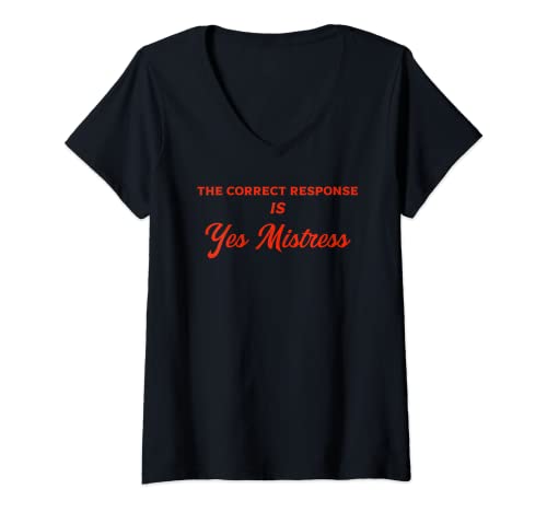 Damen Die richtige Antwort lautet Yes Mistress T-Shirt mit V-Ausschnitt Damen Die richtige Antwort lautet Yes Mistress T-Shirt mit V-Ausschnitt von Krystal Kink