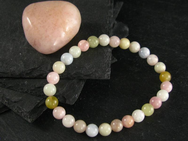 Aquamarine & Morganit Echtes Armband ~ 7 Zoll 6 Mm Runde Perlen von KrystalBracelet