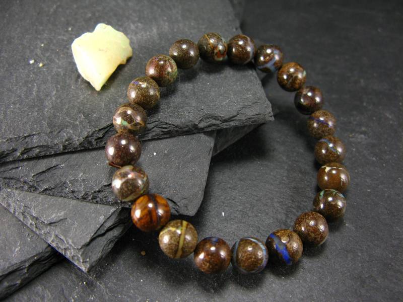 Boulder Opal Echtes Armband ~ 7 Zoll 8 Mm Runde Perlen von KrystalBracelet