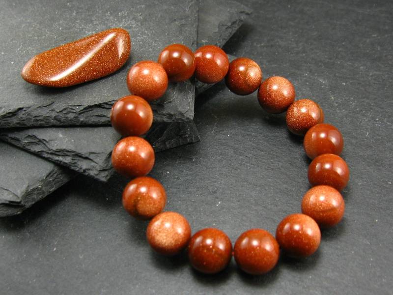 Goldstone Echtes Armband ~ 7 Zoll 12 Mm Runde Perlen von KrystalBracelet