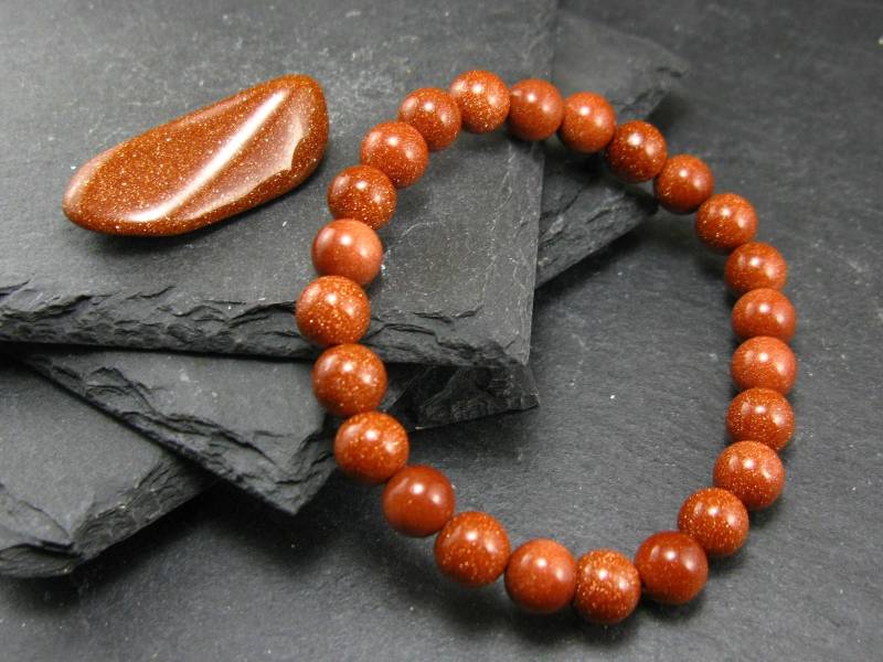 Goldstone Echtes Armband ~ 7 Zoll 8 Mm Runde Perlen von KrystalBracelet