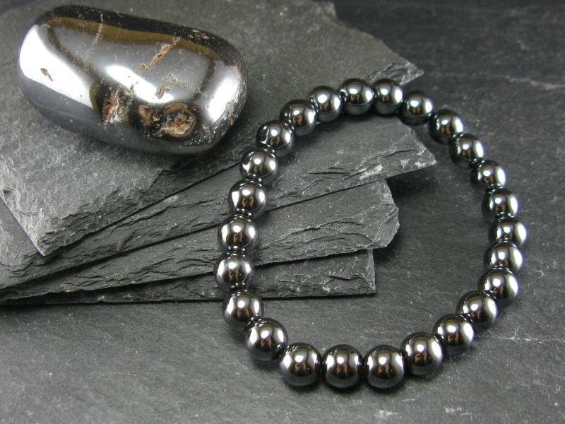 Hämatit Echtes Armband ~ 7 Zoll 8 Mm Runde Perlen von KrystalBracelet