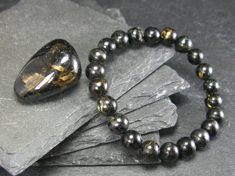 Nuumite Nuummite Genuine Armband ~ 7 Zoll 8 Mm Runde Perlen von KrystalBracelet