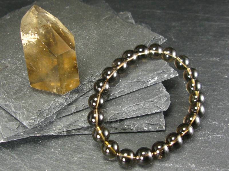 Rauchquarz-Echtes Armband ~ 7 Zoll 8 Mm Runde Perlen von KrystalBracelet