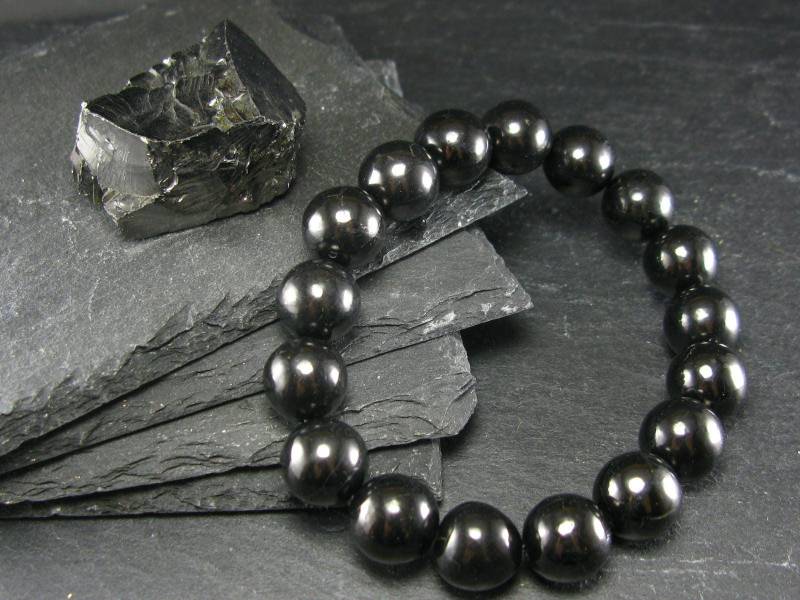 Schungit-Echtes Armband ~ 7 Zoll 12 Mm Runde Perlen von KrystalBracelet