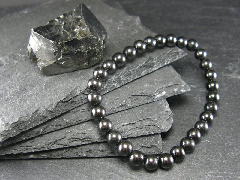 Schungit-Echtes Armband ~ 7 Zoll 6 Mm Runde Perlen von KrystalBracelet