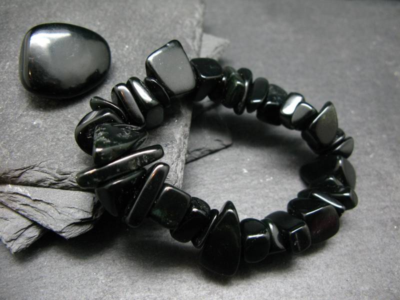 Schwarze Jade Nephrit Echtes Armband ~ 7 Zoll 15 Mm Trommelperlen von KrystalBracelet