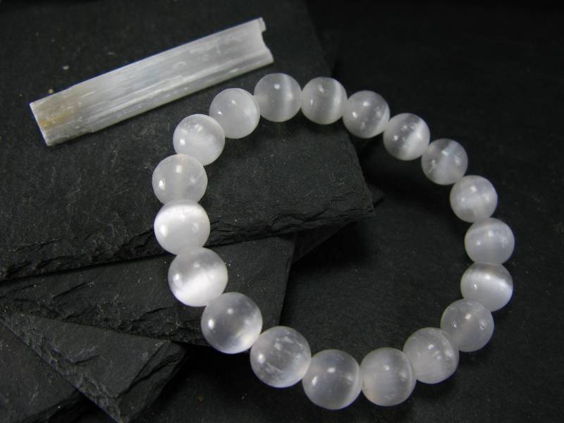 Selenit Echtes Armband ~ 7 Zoll 10 Mm Runde Perlen von KrystalBracelet