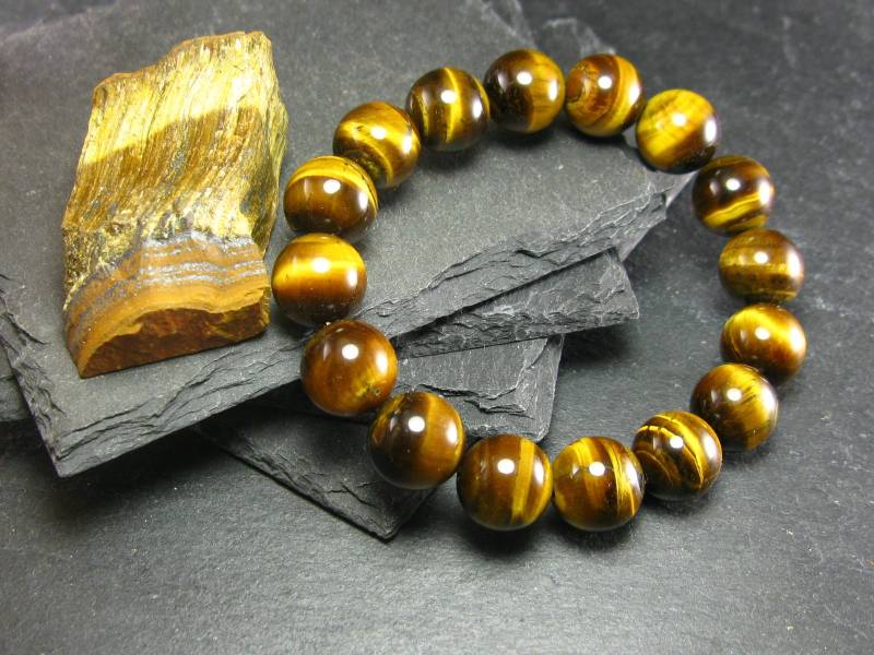 Tigerauge Echtes Armband ~ 7 Zoll 12 Mm Runde Perlen von KrystalBracelet