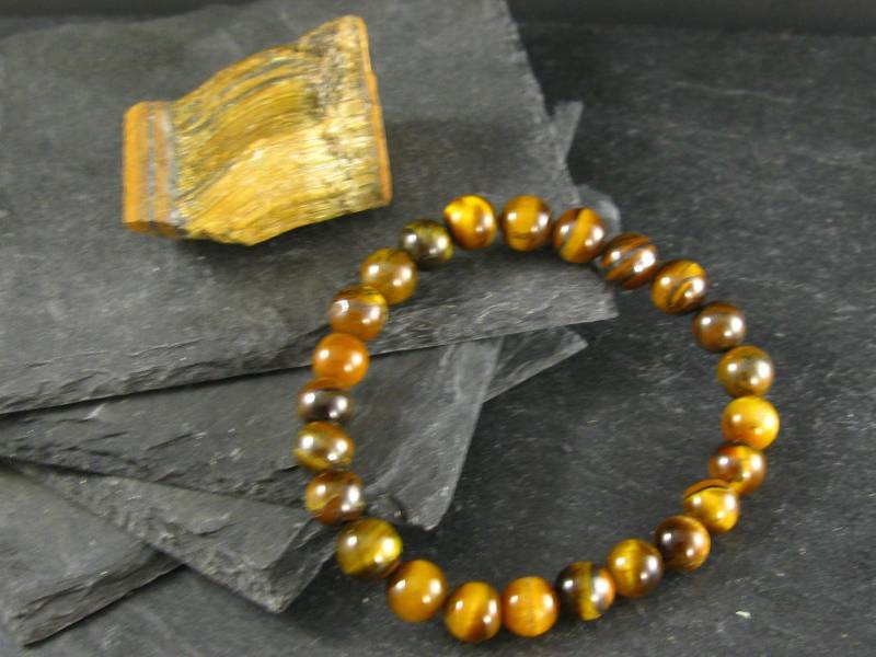 Tigerauge Echtes Armband ~ 7 Zoll 8 Mm Runde Perlen von KrystalBracelet