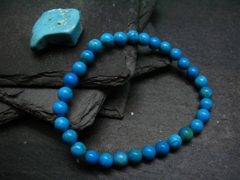 Türkis Echte Unbehandelte Armband ~ 7 Zoll 6 Mm Runde Perlen von KrystalBracelet
