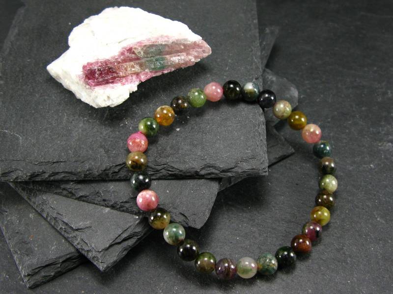 Wassermelonen-Bicolor-Turmalin-Echtes Armband ~ 7 Zoll 6 Mm Runde Perlen von KrystalBracelet