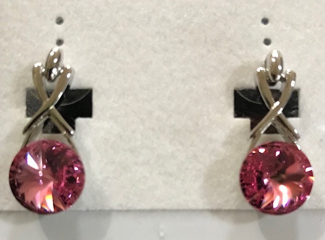 Geburtsstein Farbe Baumeln Durchbohrte Ohrringe Mit Swarovski Kristall Set Made in Usa | Rose Pink Geburtsstein Farbe Baumeln Durchbohrte Ohrringe Mit Swarovski Kristall Set Made in Usa | Rose Pink von KrystalGemDesign