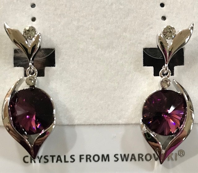 Geburtsstein Farbe Baumeln Ohrringe Mit Swarovski-Kristall-Set Aus in Den Usa | Lila Geburtsstein Farbe Baumeln Ohrringe Mit Swarovski-Kristall-Set Aus in Den Usa | Lila von KrystalGemDesign
