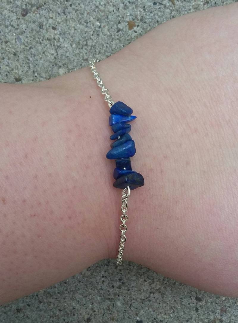 Zierliches Blaues Lapis Armband, Sterling Silber Überzogene Kette von KrystalineElegance