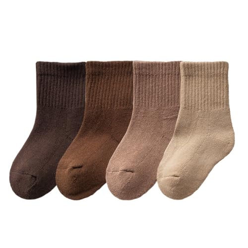 Kryzalite 4 Paar Baby-Grip-Söckchen, Socken für Neugeborene, Kleinkinder, Bio-Baumwolle, 0–6 Monate für Kinder, Jungen und Mädchen (Roter Reisknödel, Karamell, Kaffee, Khaki) von Kryzalite