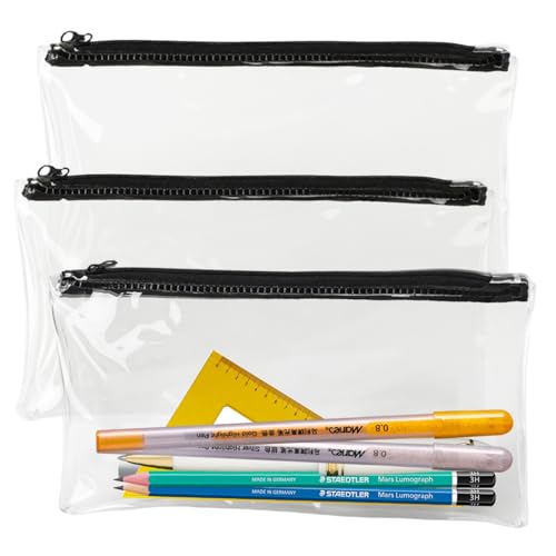 Kryzulax 3 Stück Transparente Federmäppchen,PVC Bleistiftbeutel mit Reißverschluss,Federmäppchen für Prüfungen,für den Einsatz in der Schule,Prüfungen,Büro,Zuhause und Reisen Kryzulax 3 Stück Transparente Federmäppchen,PVC Bleistiftbeutel mit Reißverschluss,Federmäppchen für Prüfungen,für den Einsatz in der Schule,Prüfungen,Büro,Zuhause und Reisen von Kryzulax