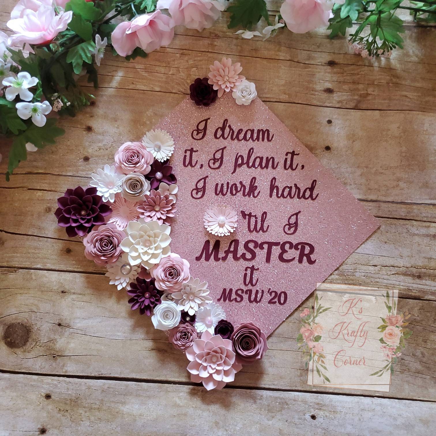 Abschlusskappen-Topper/Blumen-Abschlusskappe Glitzer-Abschlusskappe Anpassbar von KsKraftyCorner