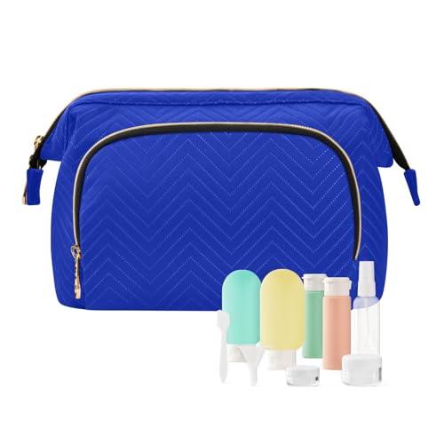 Kosmetiktasche, blau, Make-up-Tasche, Kulturbeutel, Flaschen-Set, Reise-Waschbeutel, Kulturbeutel, Kosmetik-Organizer für Damen, multi, Kosmetikkoffer von Ksajwzf