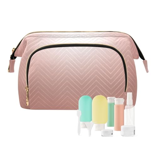 Kosmetiktasche, rotgoldenes Metall, abstrakte Make-up-Tasche, Kulturbeutel, Flaschenset, Reise-Kulturbeutel, Kosmetik-Organizer für Damen, multi, Kosmetikkoffer von Ksajwzf