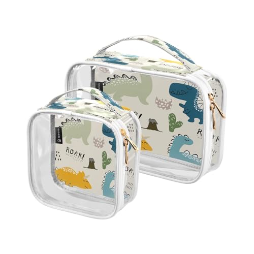 Kosmetiktasche für unterwegs, transparent, Dinosaurier, für Damen, Herren, Mädchen, 2 Stück, multi, Kulturbeutel von Ksajwzf