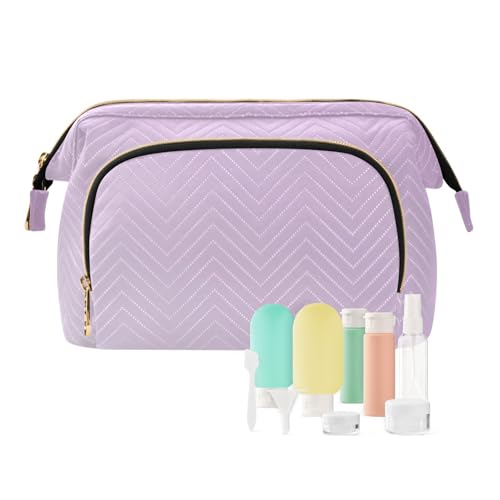 Kosmetiktasche mit Farbverlauf, Kosmetiktasche, Kulturbeutel, Flaschenset, Kulturbeutel, Kulturbeutel, Kosmetik-Organizer für Damen, Rot / Violett, multi, Kosmetikkoffer von Ksajwzf