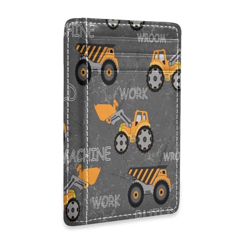 Ksajwzf Dünnes Kreditkartenetui aus Leder und Geldklammer Baumaschinen Autos Geldbörse RFID-Blockierung für Damen & Herren LKW Traktor von Ksajwzf
