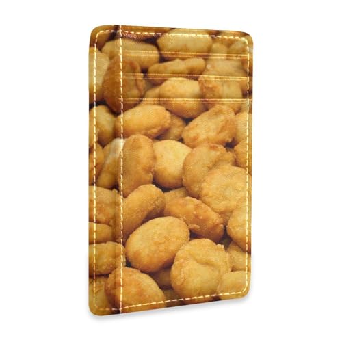 Ksajwzf Dünnes Kreditkartenetui aus Leder und Geldklammer Chicken Nuggets Geldbörse RFID-blockierend für Damen und Herren, Chicken Nuggets von Ksajwzf