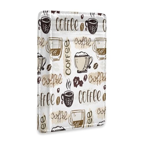 Ksajwzf Dünnes Kreditkartenetui aus Leder und Geldklammer Doodle Coffee Rustikale Geldbörse RFID-Blockierung für Damen und Herren Retro Ksajwzf Dünnes Kreditkartenetui aus Leder und Geldklammer Doodle Coffee Rustikale Geldbörse RFID-Blockierung für Damen und Herren Retro von Ksajwzf