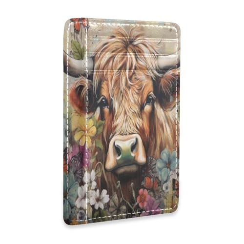 Ksajwzf Dünnes Kreditkartenetui aus Leder und Geldklammer Highland Cow Graffiti Floral Wallet RFID Blocking für Damen und Herren Western Farm Ksajwzf Dünnes Kreditkartenetui aus Leder und Geldklammer Highland Cow Graffiti Floral Wallet RFID Blocking für Damen und Herren Western Farm von Ksajwzf