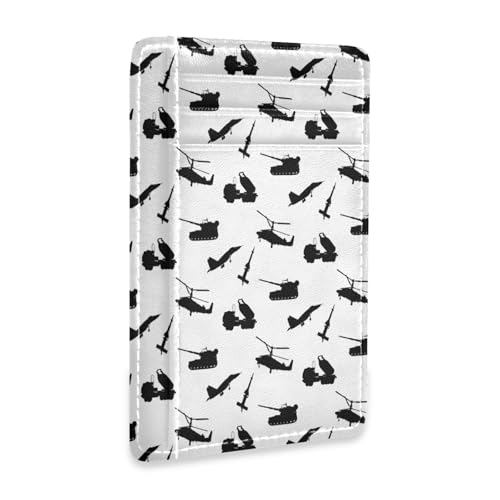 Ksajwzf Dünnes Kreditkartenetui aus Leder und Geldklammer Kriegstransport, Armee-Geldbörse, RFID-blockierend, für Damen und Herren, Flugzeug von Ksajwzf