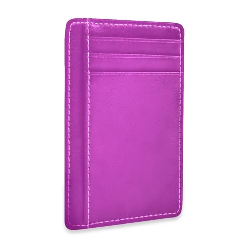Ksajwzf Dünnes Kreditkartenetui aus Leder und Geldklammer mit RFID-Blockierung für Damen und Herren, Violett von Ksajwzf