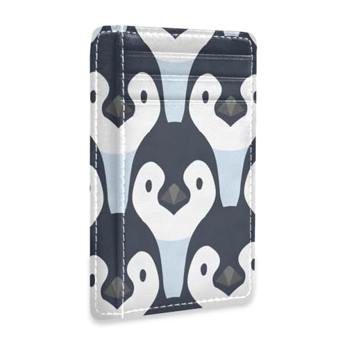 Ksajwzf Dünnes Kreditkartenetui aus Leder und Geldklammer mit niedlichem Pinguin-Design, RFID-blockierend, für Damen und Herren, Pinguine von Ksajwzf