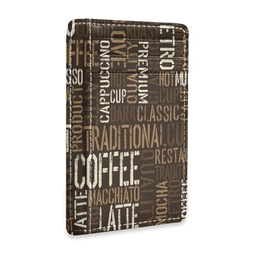 Ksajwzf Dünnes Leder-Kreditkartenetui und Geldklammer, Vintage-Kaffee-Geldbörse, RFID-Blockierung, für Damen und Herren, Retro-Kaffee Ksajwzf Dünnes Leder-Kreditkartenetui und Geldklammer, Vintage-Kaffee-Geldbörse, RFID-Blockierung, für Damen und Herren, Retro-Kaffee von Ksajwzf