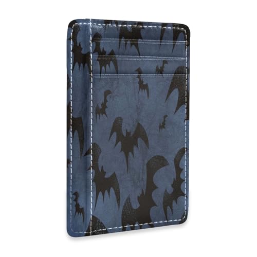 Ksajwzf Dünnes Leder Kreditkartenetui und Geldklammer Halloween Fledermäuse Motiv Geldbörse RFID Blocking für Damen & Herren Halloween Gothic Ksajwzf Dünnes Leder Kreditkartenetui und Geldklammer Halloween Fledermäuse Motiv Geldbörse RFID Blocking für Damen & Herren Halloween Gothic von Ksajwzf