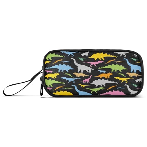 Ksajwzf Federmäppchen mit großem Fassungsvermögen, Cartoon-Dinosaurier-Muster, 3 Fächer, Stiftebox, Organizer, Schreibwaren-Tasche für Schule, Mädchen, Jungen, Teenager, multi, Schulranzen von Ksajwzf