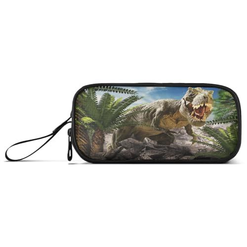 Ksajwzf Federmäppchen mit großem Fassungsvermögen, tropische Palme, Dinosaurier, 3 Fächer, Stiftebox, Organizer, Schreibwaren-Tasche für Schule, Mädchen, Jungen, Teenager, multi, Schulranzen von Ksajwzf