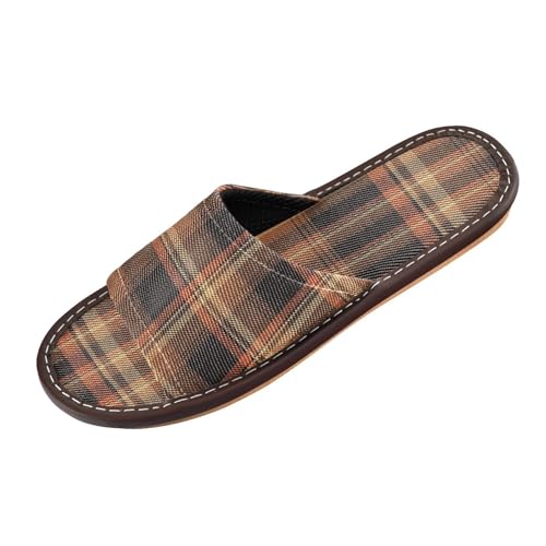Ksajwzf Grau-schwarze Buffalo-Hausschuhe für Damen und Herren, kariert, Sommer, offene Zehenpartie, Reisehausschuhe, Farbe 10, 43.5/44 EU von Ksajwzf