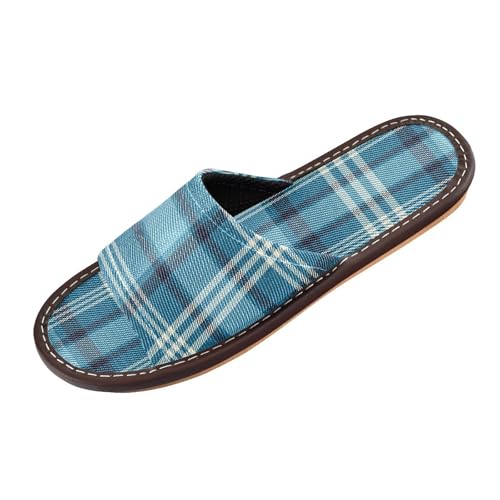Ksajwzf Grau-schwarze Buffalo-Hausschuhe für Damen und Herren, kariert, Sommer, offene Zehenpartie, Reisehausschuhe, Farbe 14, 42/43 EU von Ksajwzf
